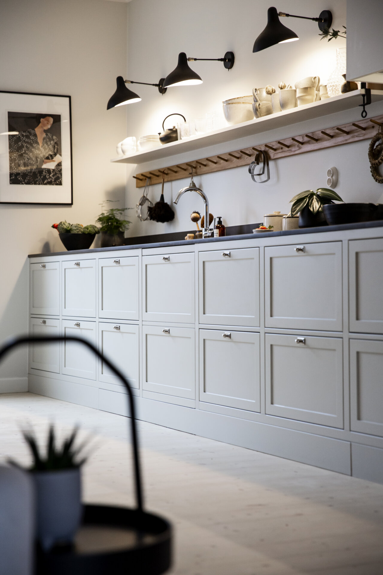 Site built shaker kitchen with symmetry bud board wall lighting sconces site built bud board