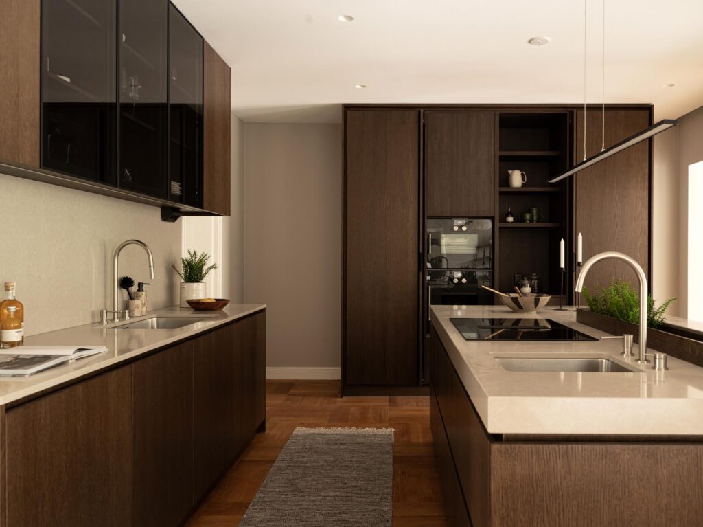 Stiligt -Träkök med pocketdörrar